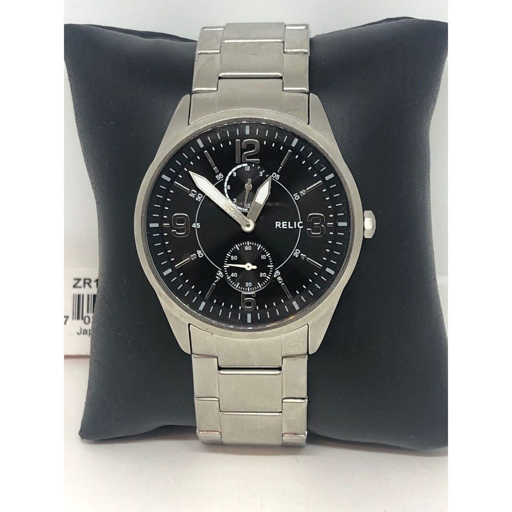 Relic ZR15746 Womens Silver Stainless Steel Analog Black Dial Quartz Watch HO195